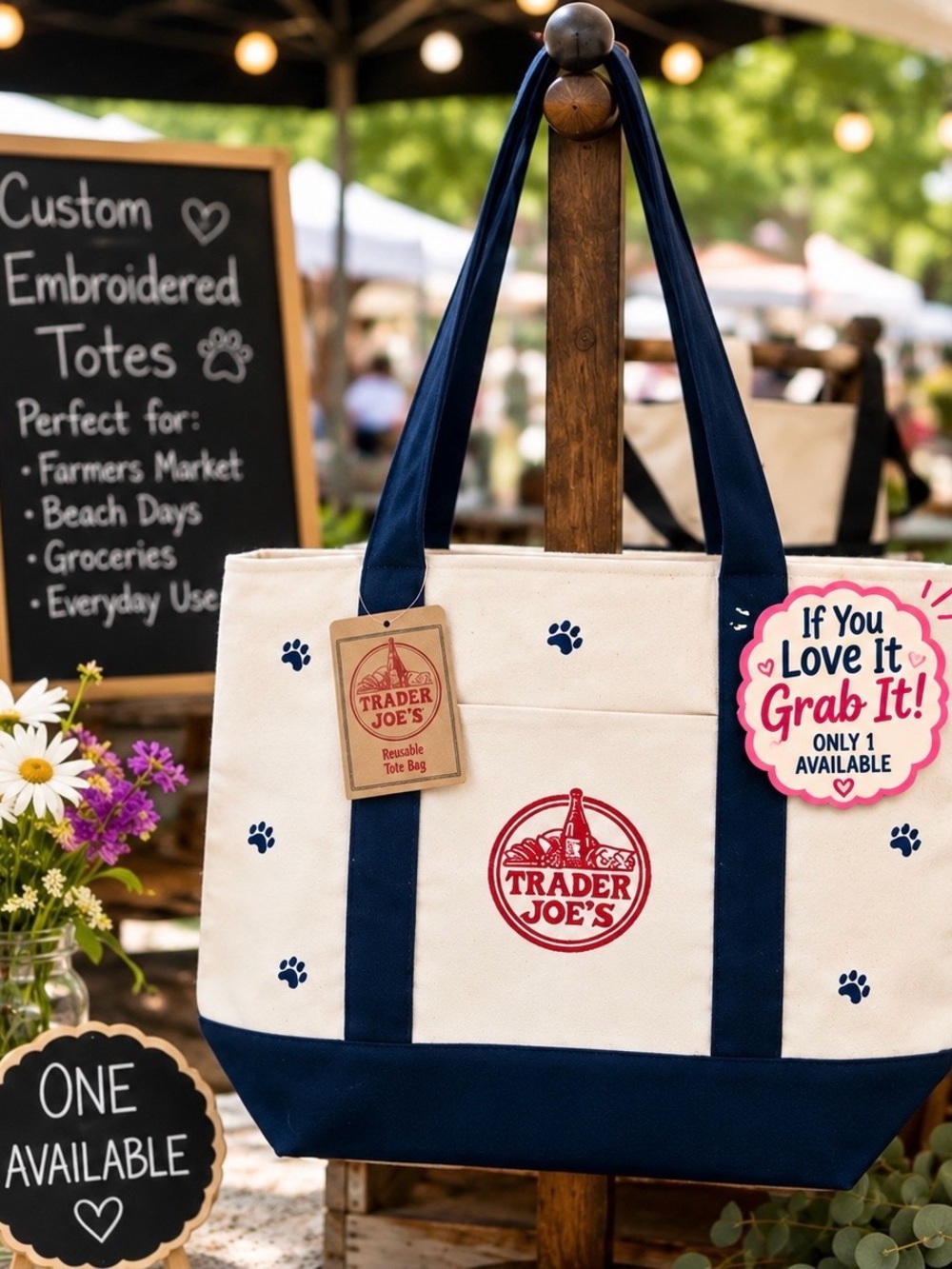 🐾🐶 Trader Joe’s Large Canvas Tote NWT